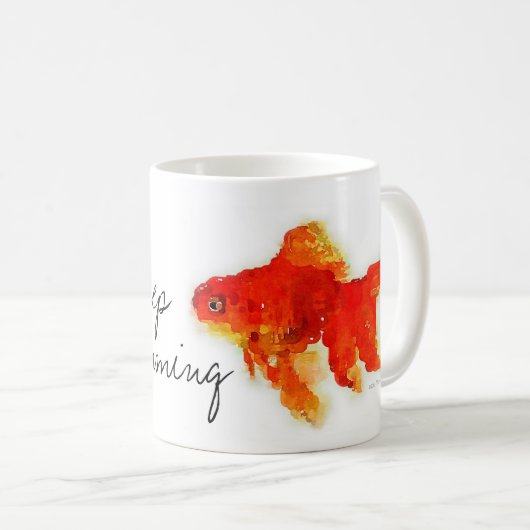 mok Goldfish Coffee "Gewoon door te zwemmen" (Voorkant rechts)