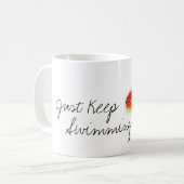 mok Goldfish Coffee "Gewoon door te zwemmen" (Voorkant links)