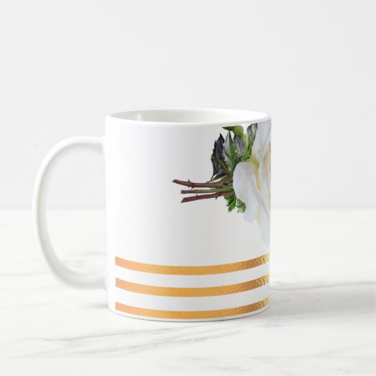 Mok "goudmageremelkkoffie" (Links)