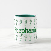 Mok - Green Candy Canes met naam (Midden)