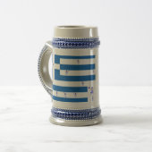 Mok grijs/blauw 22 oz Stein Griekse vlag (Voorkant links)