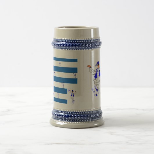Mok grijs/blauw 22 oz Stein Griekse vlag (Center)