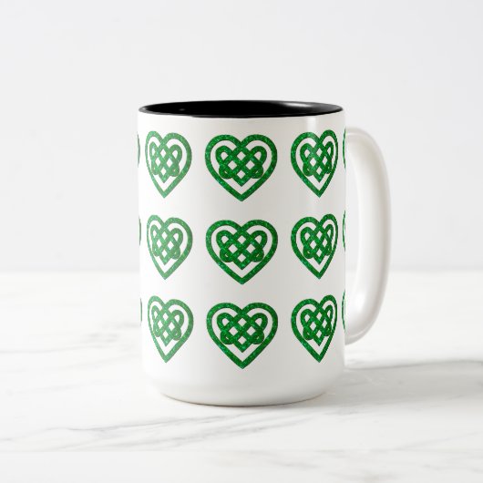 Mok groen glitter Celtic Heart Knot Pattern (Voorkant rechts)