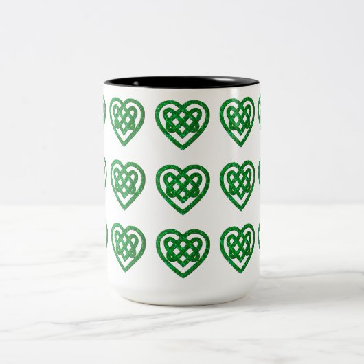 Mok groen glitter Celtic Heart Knot Pattern (Center)