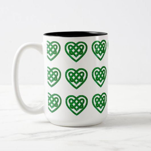 Mok groen glitter Celtic Heart Knot Pattern (Links)