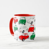 Mok groen, wit, rood,  Italiaans autopatroon (Voorkant links)