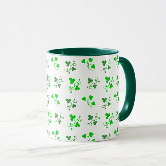 Mok groen wit Shamrocks Pattern (Voorkant rechts)