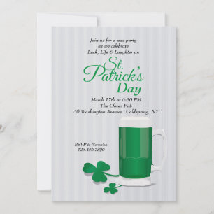 Mok groene bier St. Patrick's Day uitnodiging