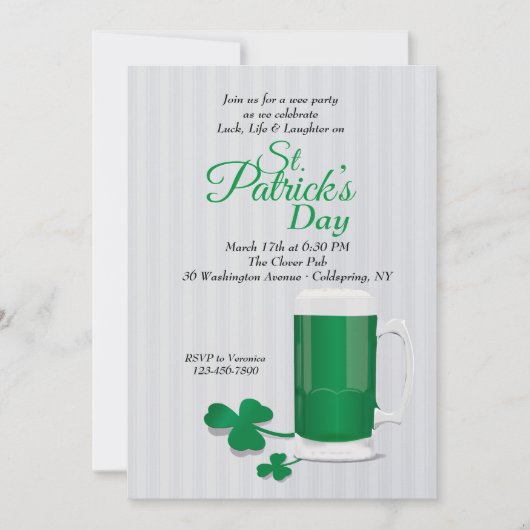 Mok groene bier St. Patrick's Day uitnodiging (Voorkant)