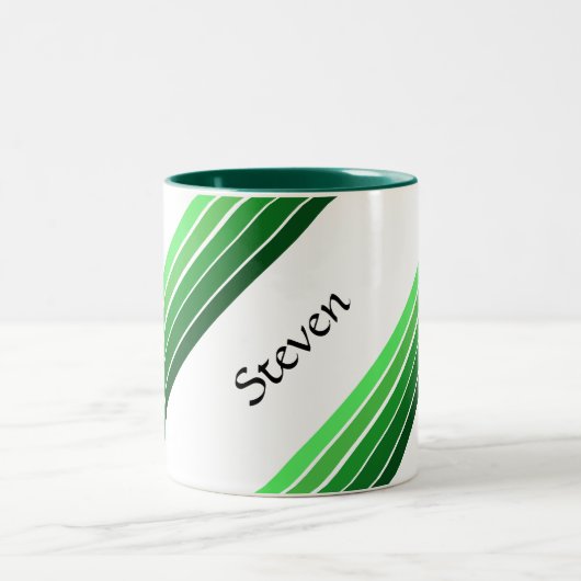 Mok - Groene Diagonale Strepen met Naam (Center)
