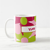 Mok groene en roze bloemen (Links)