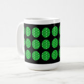 Mok groene glittercirkels op zwart (Voorkant links)