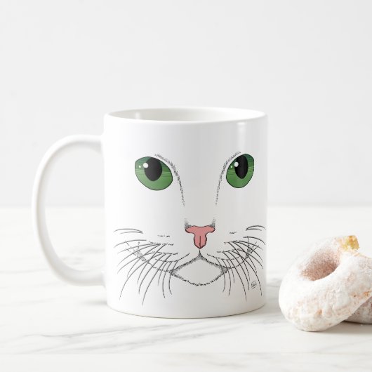 Mok groene kattenkoffie (Met donut)