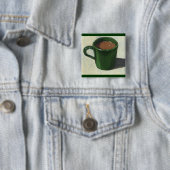 Mok GROENE KOFFIE: IMPRESSIONIST PAINTING Vierkante Button 5,1 Cm (In situ)