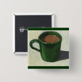 Mok GROENE KOFFIE: IMPRESSIONIST PAINTING Vierkante Button 5,1 Cm (Voorkant /achterkant)