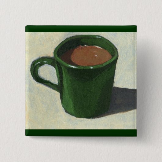 Mok GROENE KOFFIE: IMPRESSIONIST PAINTING Vierkante Button 5,1 Cm (Voorkant)
