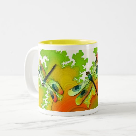 Mok groene libellen en fractals (Voorkant links)