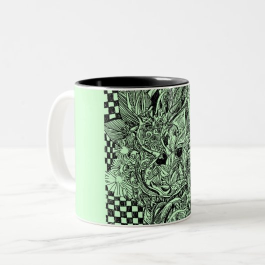 Mok groene Man met koffie (Voorkant links)