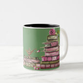 Mok groene oude boekbibliotheek bloemen tweetone k (Voorkant rechts)