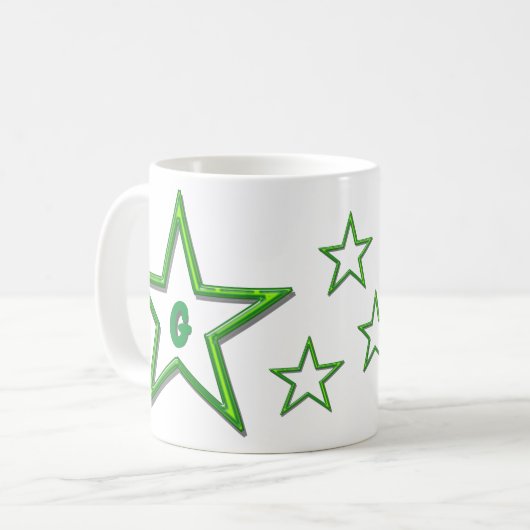 Mok - Groene sterren met brief (Voorkant links)