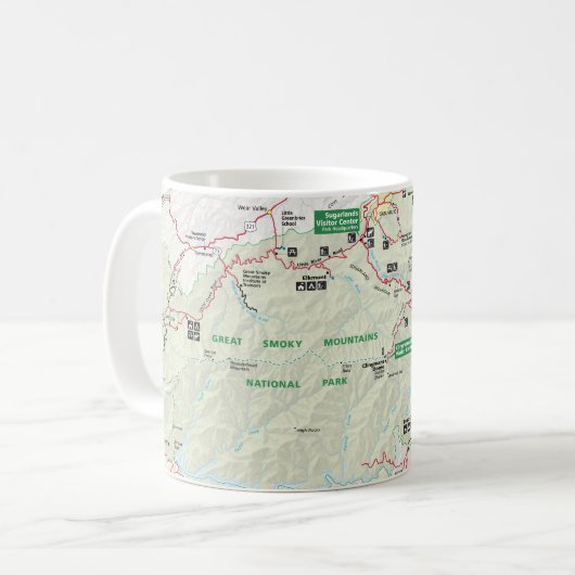 Mok Grote Smoky Mountains plattegrond (Voorkant links)