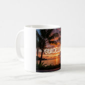 Mok Guadeloupe Sunset Palmbomen (Voorkant links)