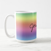 Mok - Handtekening op regenboogachtergrond (Links)