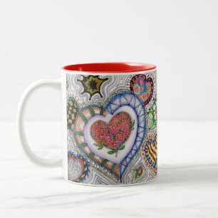 Mok hart en bloemen