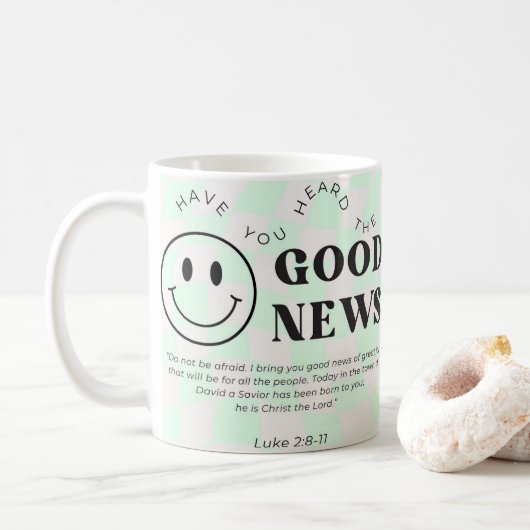 Mok, heb je het goede nieuws Christelijk gehoord? Koffiemok (Met donut)