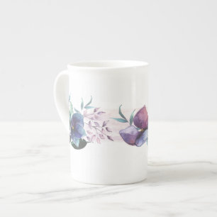 Mok hedendaags blauw Hydrangea Floral Bone China