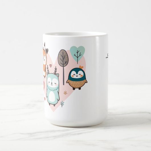 Mok heeft een leuke illustratie. (Center)