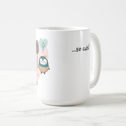 Mok heeft een leuke illustratie. (Voorkant rechts)