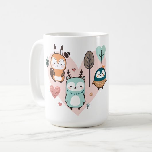 Mok heeft een leuke illustratie. (Voorkant links)