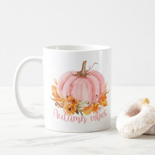 Mok herfst Vibes Pink Pumpkin Coffee (Met donut)
