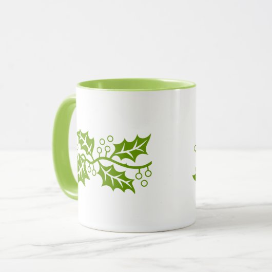 Mok - Holly bladeren in groen (Voorkant links)