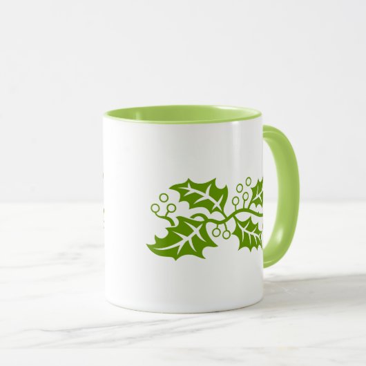 Mok - Holly bladeren in groen (Voorkant rechts)