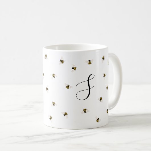 Mok honingbijen Monogram koffie (Voorkant rechts)