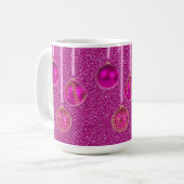 Mok Hot Pink Glitter Merry Kerstmis Baubles (Voorkant links)