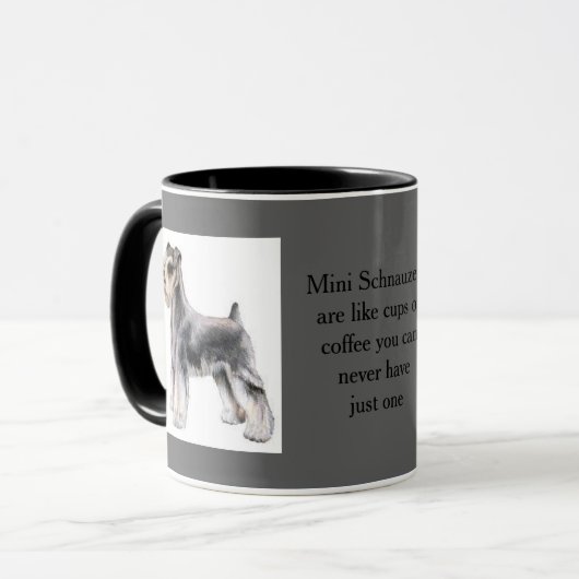Mok Humoureuze mini Schnauzer en koffie (Voorkant links)