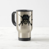 Mok-illegii non carborundum reisbeker (Voorkant links)