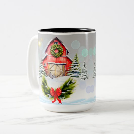 Mok in de winter/kerststal (Voorkant links)