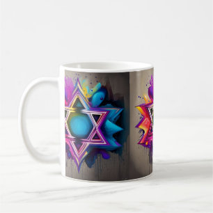 Mok joodse ster Abstract veelkleurig decor wonen