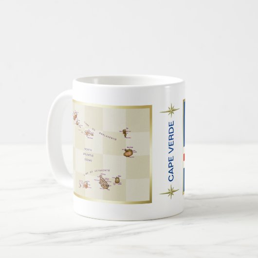 Mok Kaapverdische vlag + kaart (Voorkant links)