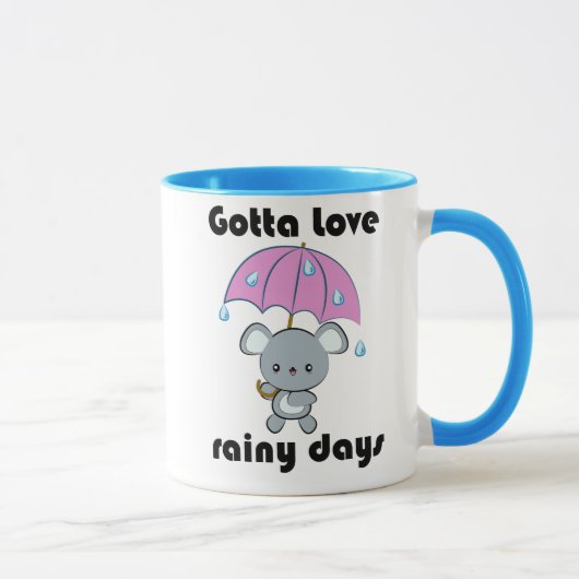 Mok Kawaii Mouse en Umbrella Rainy Days (Rechts)