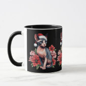 Mok | Kerst Sphynx Kat Dragen van een Santa Hoed (Links)
