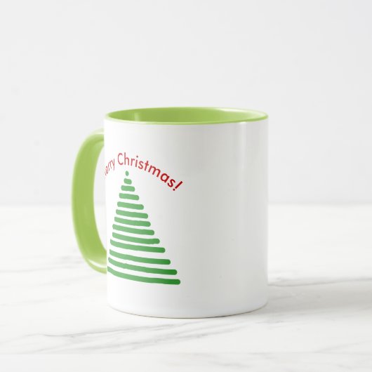 Mok - kerstboom met gebogen tekst (Voorkant links)