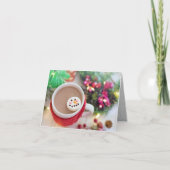 Mok kerstcacao met sneeuwman-marshmallow kaart (Voorkant)