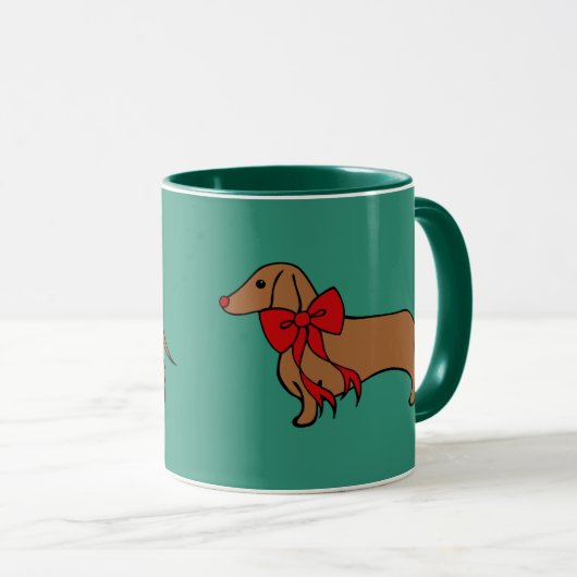 Mok kerstcadeau voor Dachshund Puppy Coffee (Voorkant rechts)