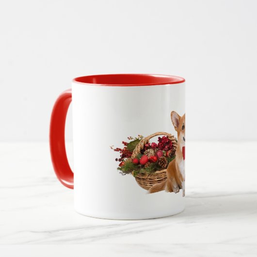 mok "Kerstcorgi" (Voorkant links)