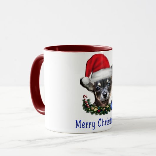 Mok kerstkoffie bij Chihuahua (Voorkant links)